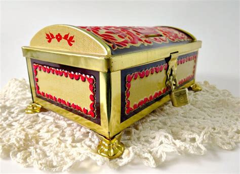 western germany metal box|Gold & Red Fricke & Nacke Embossed Tin box w .